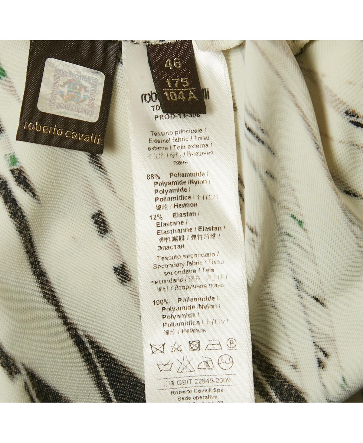 Pre-Owned Roberto Cavalli Women's Beige Cotton And Modal Faux Feather Detail T-Shirt