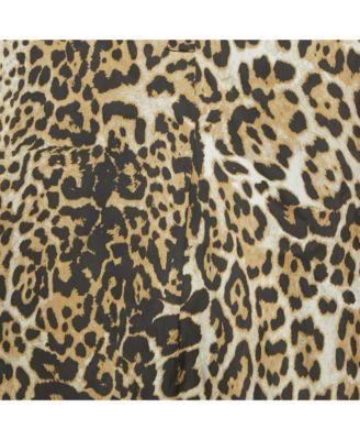 Women's Brown Tink Leopard Print Satin Blouse