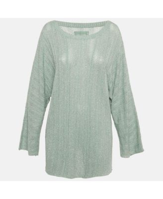 Women's Mint Green Lurex Knit Sweater