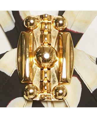 Women's Printed Jersey Brooch Detail Halter Neck Top