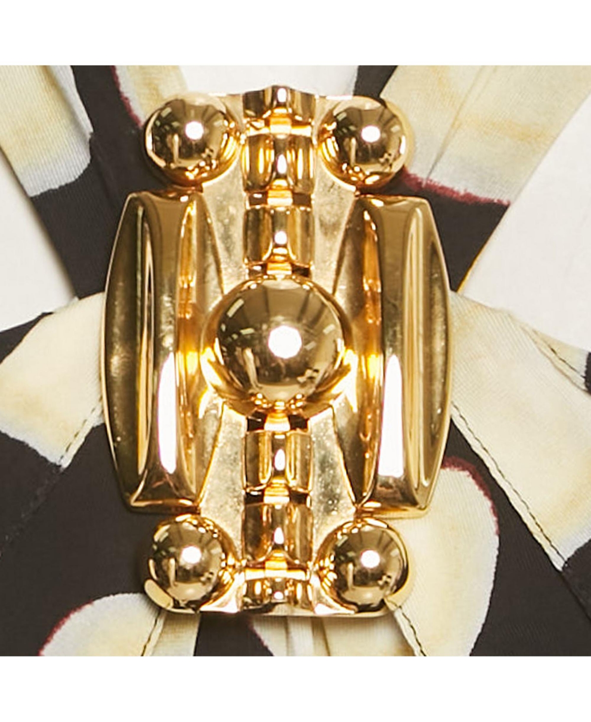 Pre-Owned Roberto Cavalli Women's Printed Jersey Brooch Detail Halter Neck Top