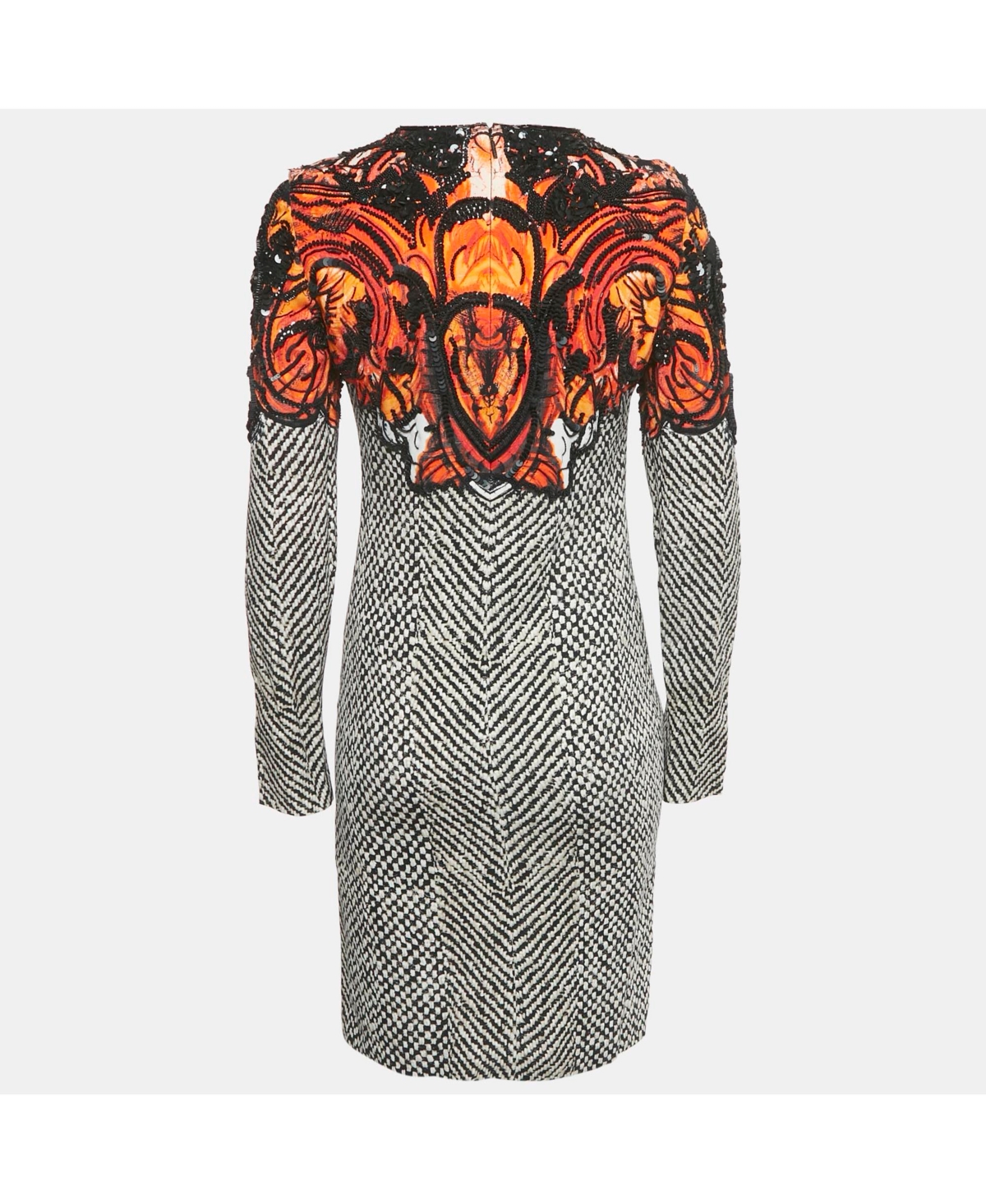 Pre-Owned Roberto Cavalli Women's Black/white Beaded Crepe Shift Dress