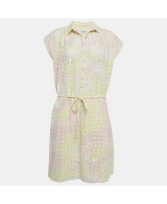 Women's Pink & Yellow Eyelet Cotton Camo Dress