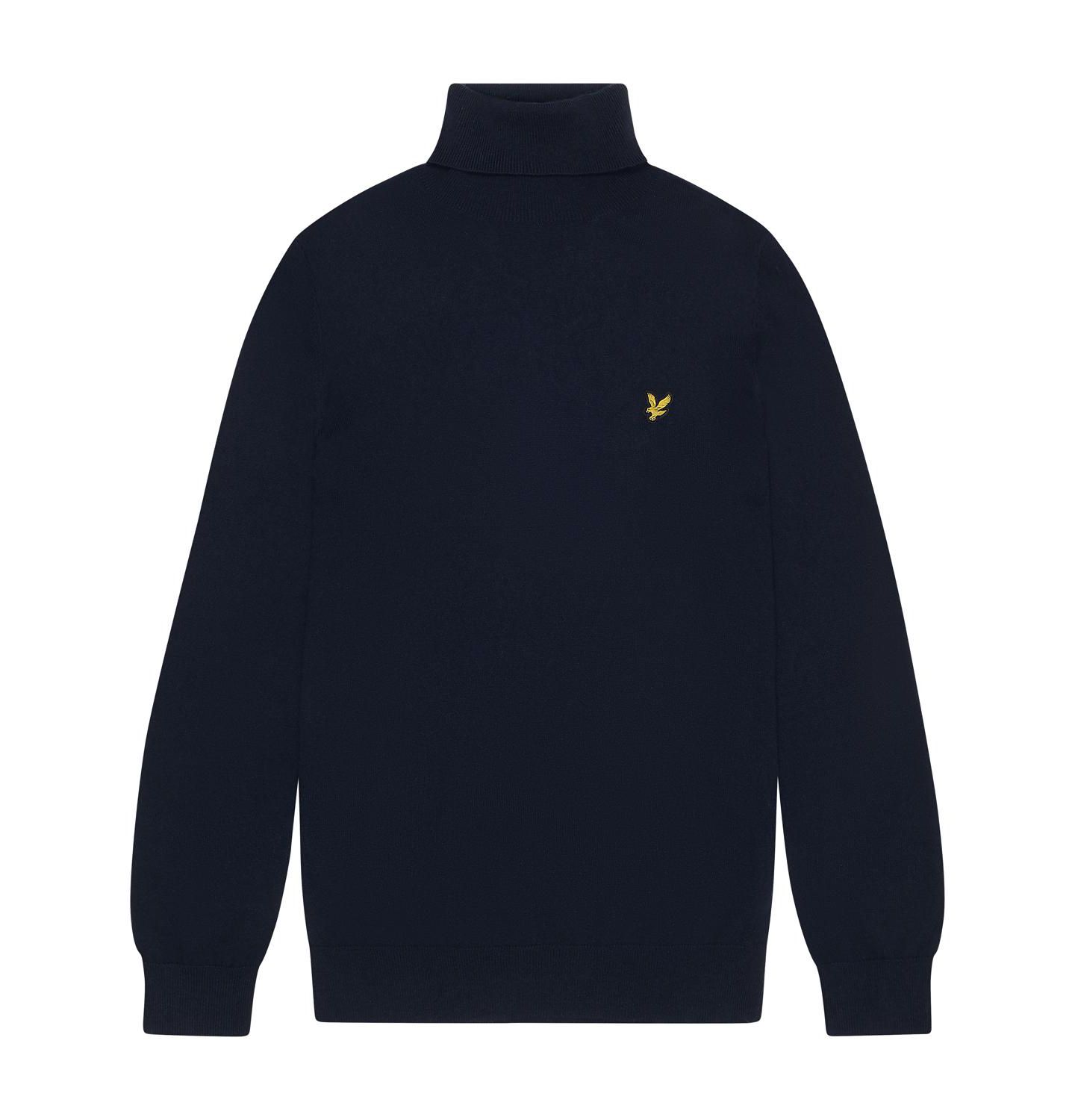 Мужской свитер Lyle & Scott Cotton Merino Turtleneck, цвет: Тёмный тёмно-синий — фото 2