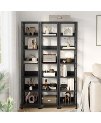 6 Tier Narrow Bookcase Tall Skinny Bookshelf Rustic Corner Shelf Small Bookshelves Industrial Bookcase for Bedroom, Living Room, Home Office