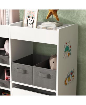 Toy Storage Organizer with 11 Fabric Bins, Moveable Cabinet