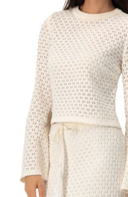 Women's Textured Knit Top with Flared Sleeves