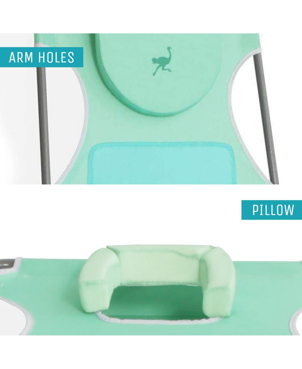 Ostrich Ladies Comfort Lounger, Portable Beach Camping Pool Tanning Chair, Teal