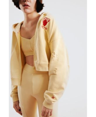 Women's Cotton Destroyed Zip-Up Hoodie