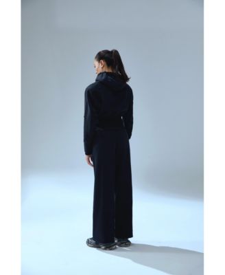 Women's Corset Zip-Front Cotton Hooded Sweatshirt