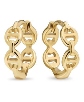 Mariner Anchor Hoop Earrings in 14K Gold, approx. 2.1 grams.