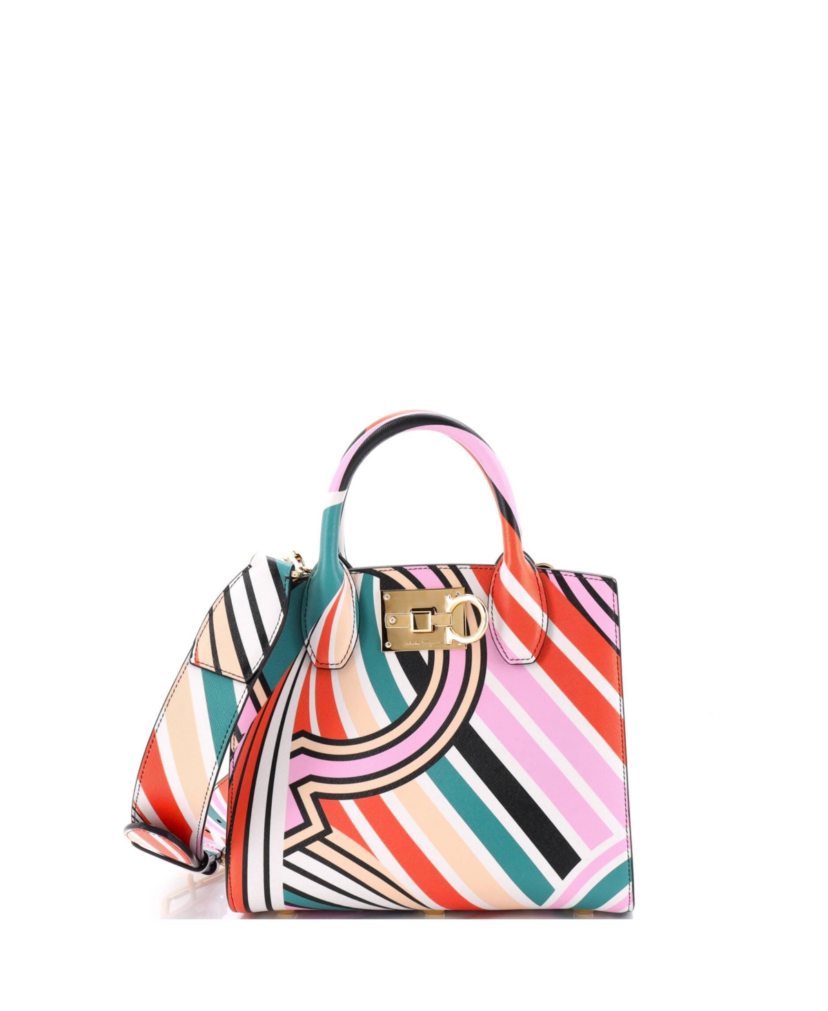 Pre-Owned Salvatore Ferragamo Small Studio Top Handle Box Bag Printed Leather