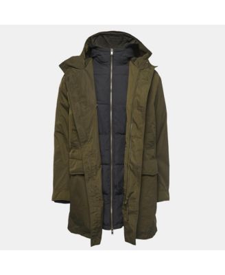 Men's Green Synthetic Detachable Lining Bob Parka Jacket