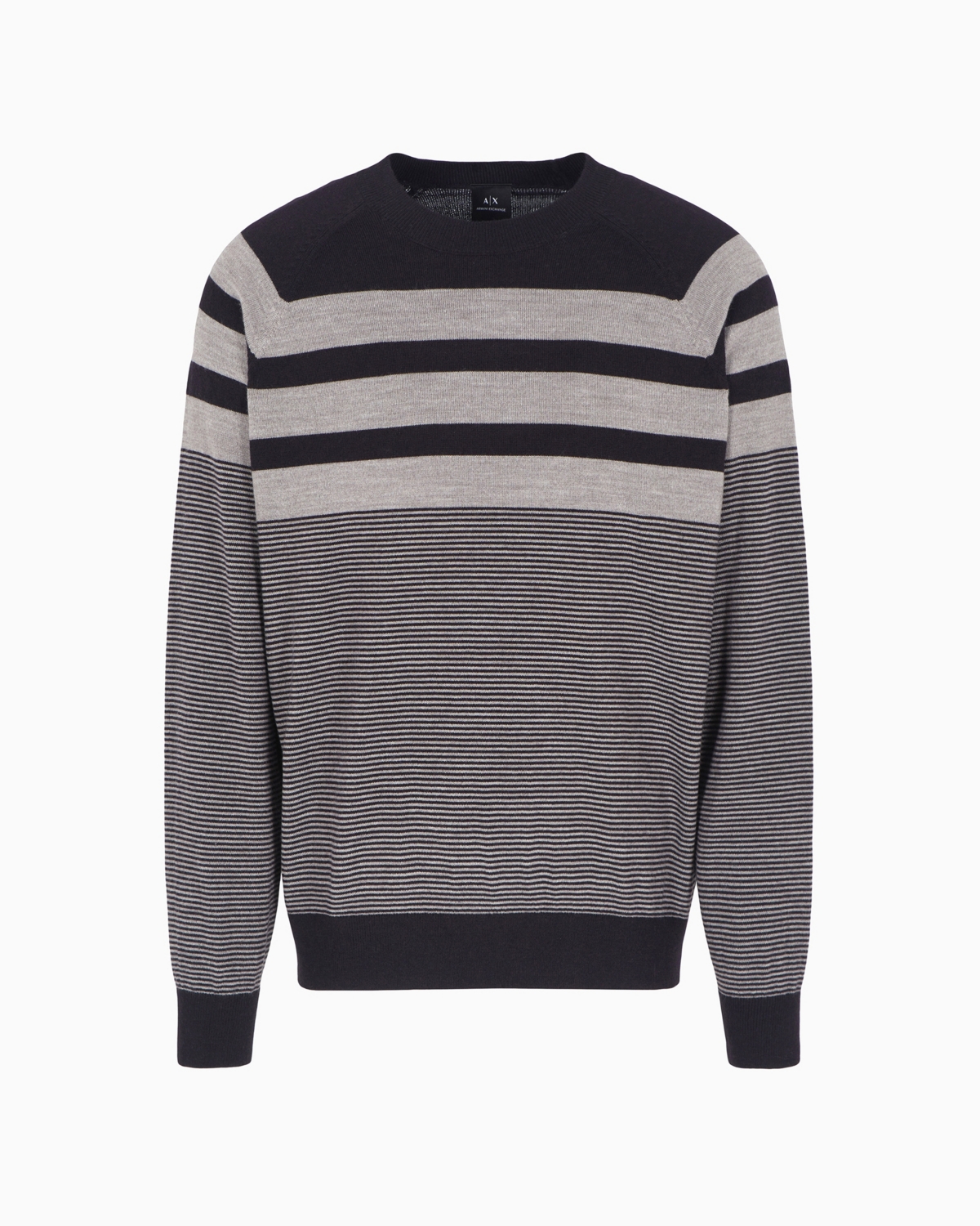 A|X Armani Exchange Men's Wool-Blend Mix Horizontal Color Blocked Sweater