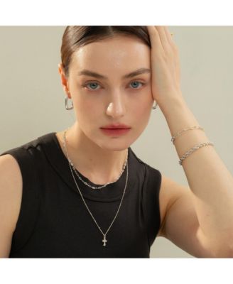 Plated Sterling Beloved Cross Necklace Set Holiday Gift Idea