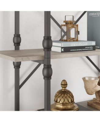 5 Tier Bookshelf, Vintage Bookshelves and Bookcases with Roman Column, Large Display Shelves for Home Office, Study Room, Living Room