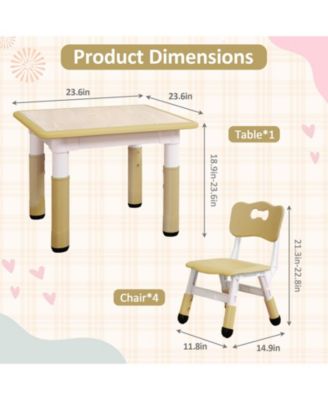 Kids Table and 4 Chairs Set for Toddlers 5-Piece Childrens Table and Chair Set Boy & Girl Gift for Classrooms/Daycares/Home