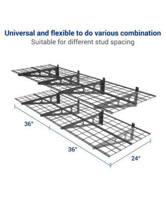WR Series WR26B-E – 24″ D × 36″ W Black Steel Wall Shelves (4-Pack)