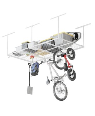 OHK Series Ceiling Mounted Overhead Garage Storage Rack, White — 48" X 96"