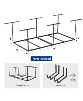 OHK Frame-Only OHK Series Ceiling Mounted Overhead Garage Storage Rack, Black — 48" X 96"