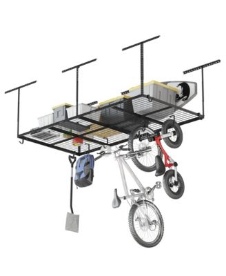 OHK Series Ceiling Mounted Overhead Garage Storage Rack, Black — 48" X 96"