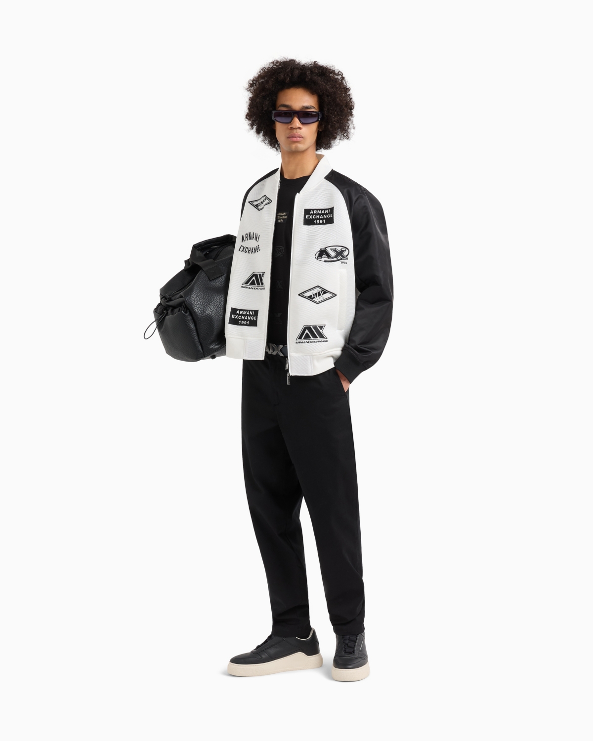 A|X Armani Exchange Men's Classic Fit Short Sleeve Stacked Logo Graphic T-Shirt