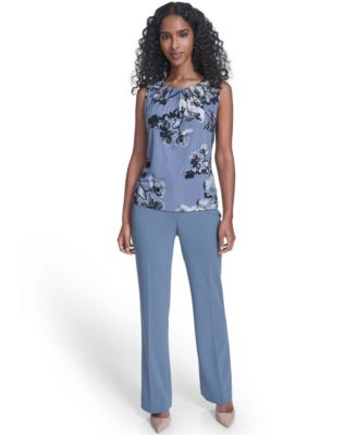 Women's Printed Sleeveless Pleated Top