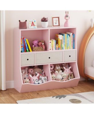 Kids Toy Storage Organizer, Kids Bookshelf with 2 Bookshelfs