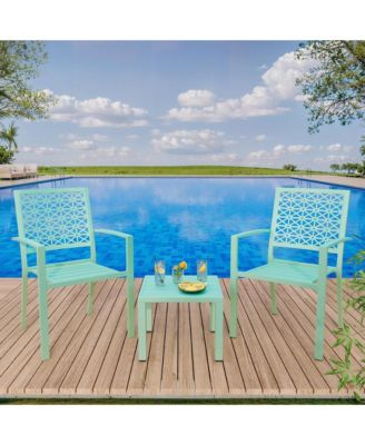 3-Piece Patio Bistro Set, Steel Outdoor Chairs and Table, Modern Small Patio Furniture Set