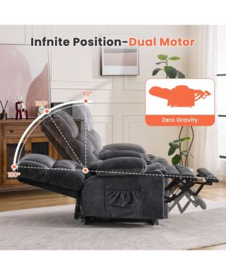 Dual Motor Lift Recliner with Lay Flat Waist Kneading Heat and Cup Holders