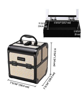 Makeup Train Case with Mirror Cosmetic Box Organizer Art Deco Pastel