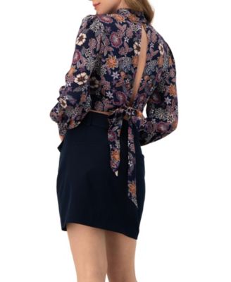 Women's Cropped Back-Tie Blouse