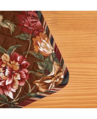 Vintage Floral Bloom Quilted Potholder w/ Hanging Loop 8" x 8"