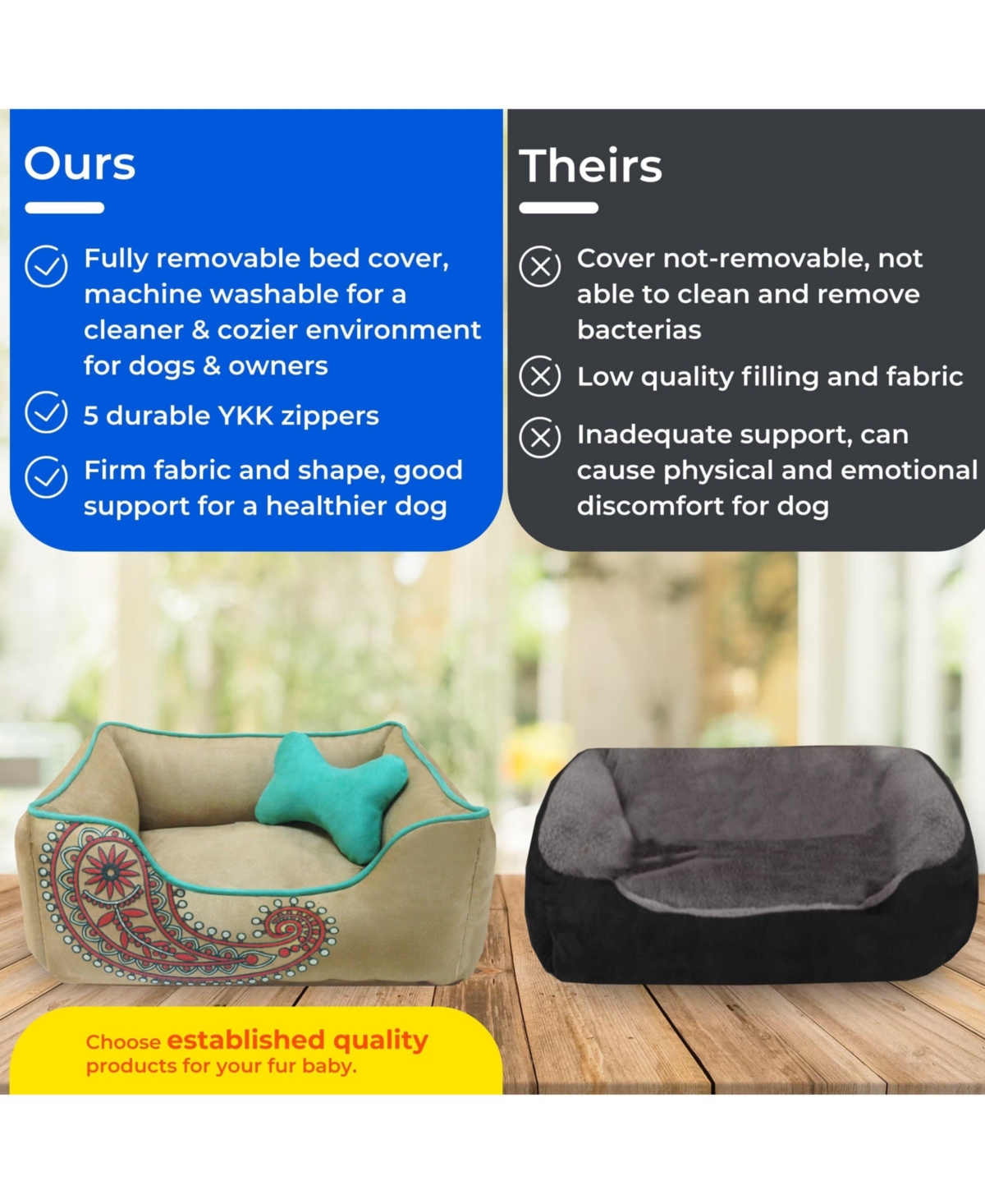 Blueberry Pet Embroidered Paisley Bed with Fully Removable and Washable Cover Squeaky Pillow Toy