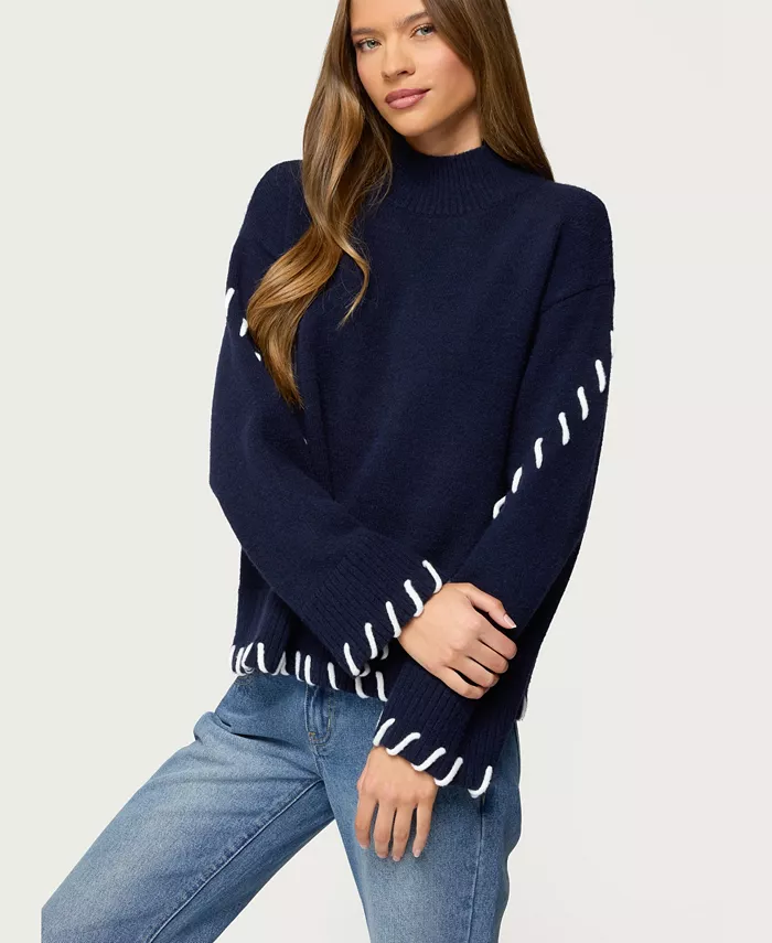 Women's Indah Contrast Stitch Oversized Sweater - thumbnail 4