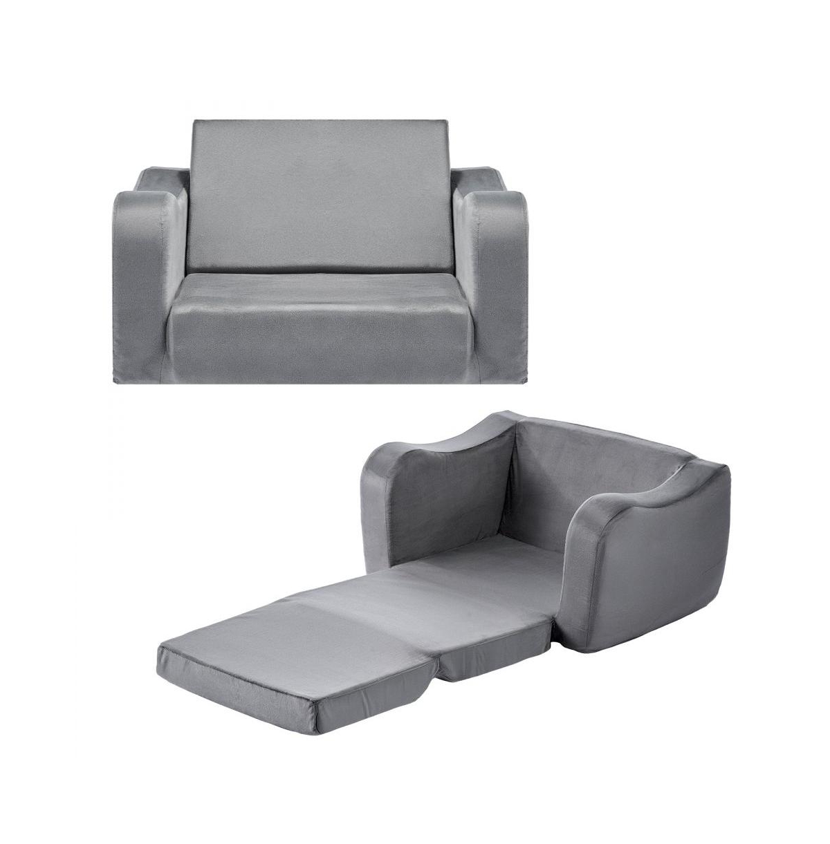 Slickblue Convertible Kids Sofa with Armrests, Folds into Lounger for Room