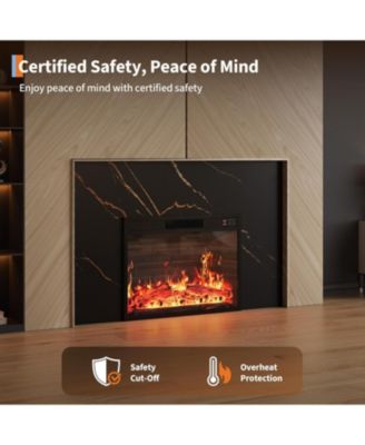 23" Recessed & Wall Mounted Electric Fireplace, 12 Flame Colors, Timer, Remote Control, 750/1500W, Log & Crystal