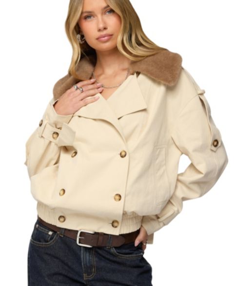 Женские куртки Edikted Detachable Faux Fur Trench Coat