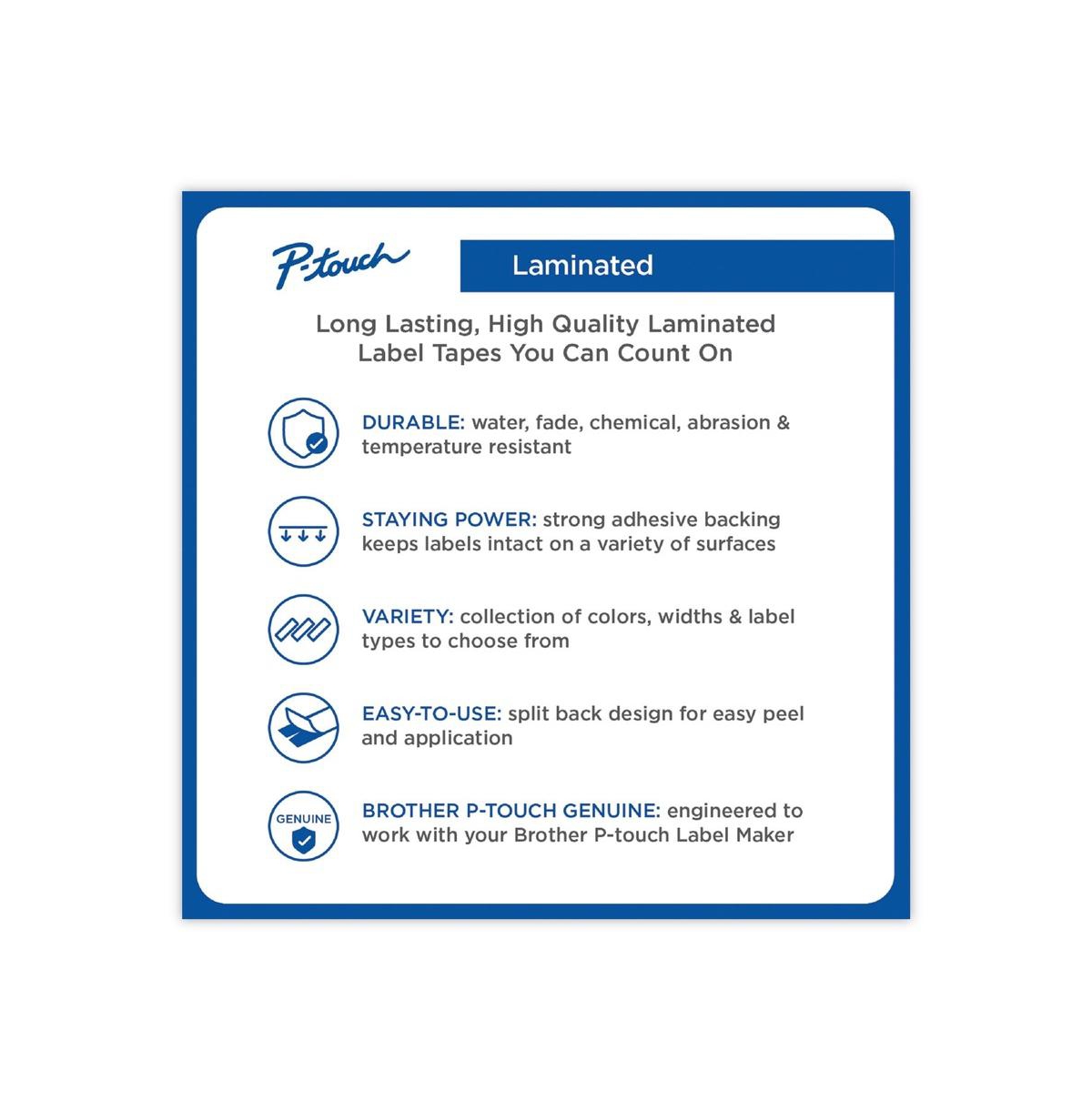 Brother P-Touch TZE2512PK 0.94 in. x 26.2 ft. TZe Standard Adhesive Laminated Labeling Tape - Black on White (2/Pack