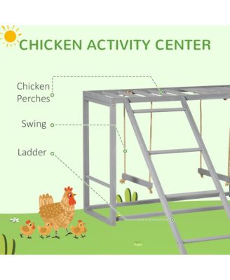 Wooden Chicken Activity Play w/ Swing Set, Chicken Coop Toy