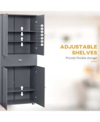 71" Freesding Kitchen Pantry Cabinet with 2 Large Double Door Cabinets