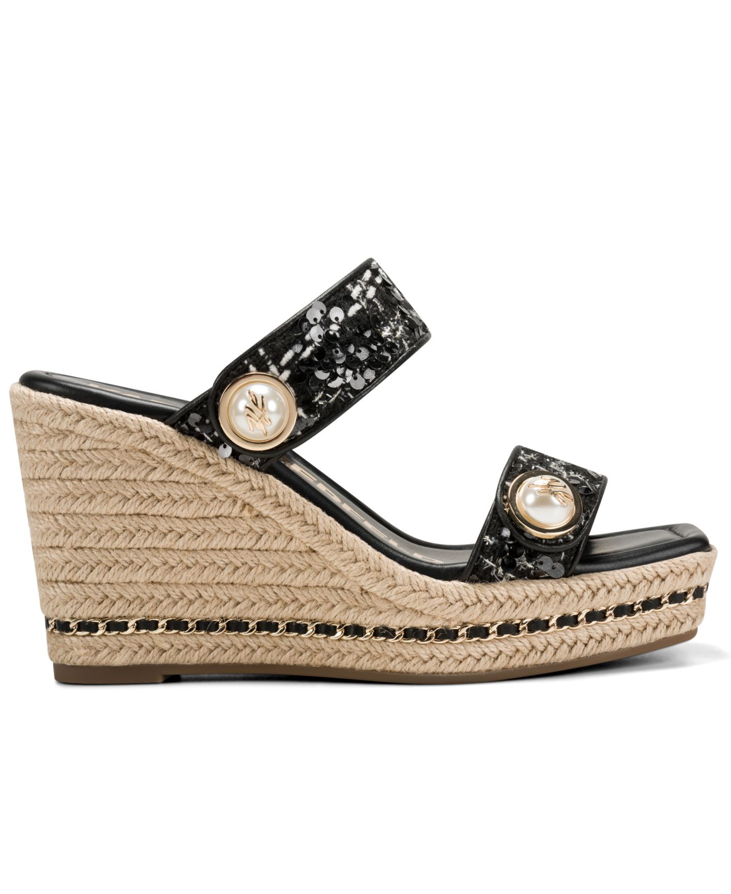 Женские сандалии KARL LAGERFELD PARIS Carsen Slip-On Wedge, цвет: Чёрный — фото 2