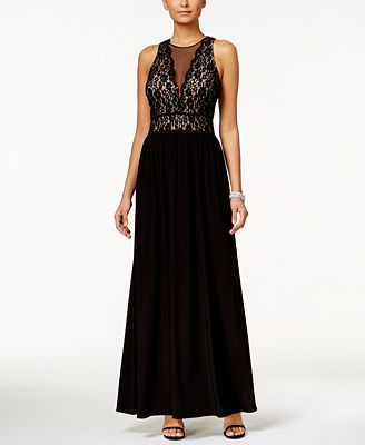 Nightway Lace Illusion A-Line Gown - Dresses - Women - Macy's