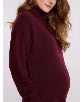 Maternity Motherhood Long Sleeve Turtleneck Sweater Tunic Dress - Motherhood