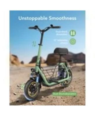 550W Electric Scooter with Seat for Adult, 12 inch Commuter Electric Scooter with Dual Shock Absorbers and Double Baskets