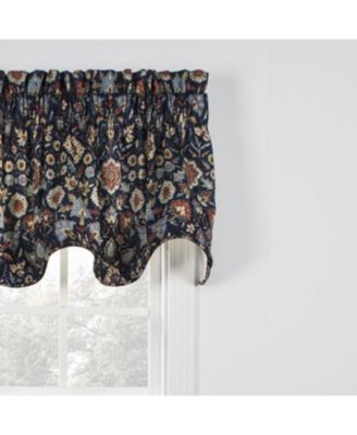 Adelle High Quality Room Darkening Solid Natural Color Lined Scallop Window Valance - 70x17", Navy
