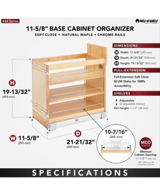 11" Door/ Drawer Base Cabinet Organizer Soft-close, 448-BDDSC-11C