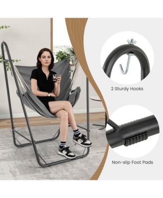 Heavy-duty Hammock Chair with Stand Metal Frame Storage Pocket Quality Fabric