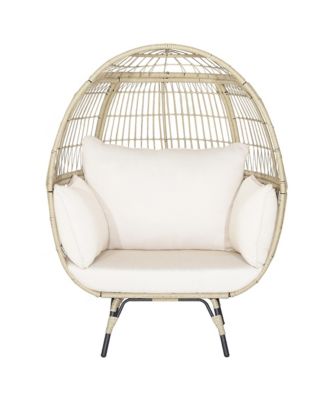 Patio Oversized Rattan Egg Chair Lounge Basket with 4 Cushions for Indoor Outdoor