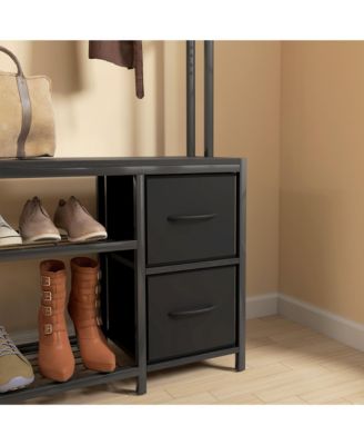 Hall Tree with Bench, 5-in-1 Entryway Bench with Coat Rack,